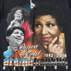 Aretha Franklin Tribute Graphic TShirt Black Size Medium